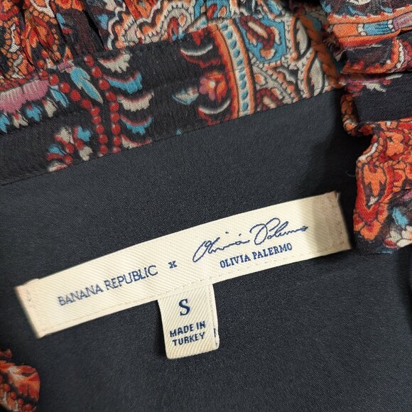 Banana Republic x Olivia Palermo High Low Paisley 100% Silk Dress Size S NWOT - Picture 4 of 9